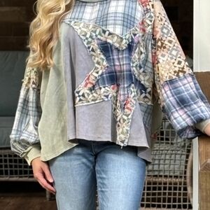 Patchwork Star Patterned Women's Top